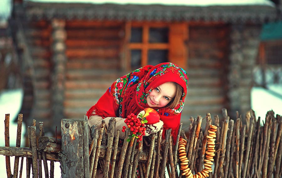 Sexy girl Women in Slavic costumes in Hangzhou